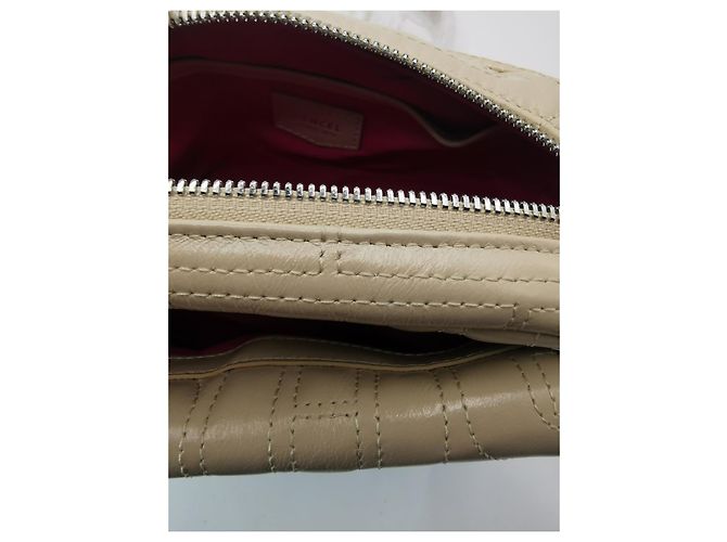Bolsa câmera Lancel em couro matelassé bege Hardware prateado - vista 17