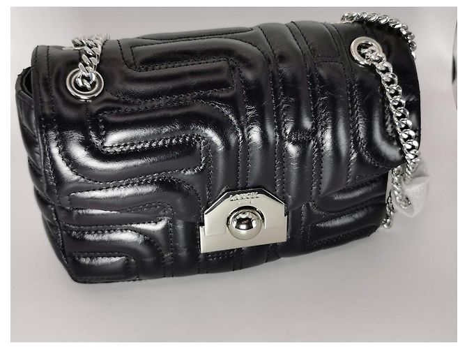 Lancel Midnight Flap Bag Black Quilted Leather Silver hardware - view 12