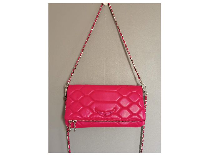 Bolsa Rocky XL Zadig & Voltaire em couro rosa acolchoado Hardware prateado - vista 10