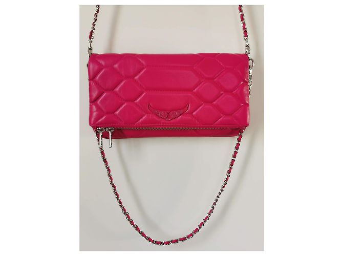 Bolsa Rocky XL Zadig & Voltaire em couro rosa acolchoado Hardware prateado - vista 12