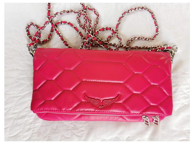 Bolsa Rocky XL Zadig & Voltaire em couro rosa acolchoado Hardware prateado - vista 15