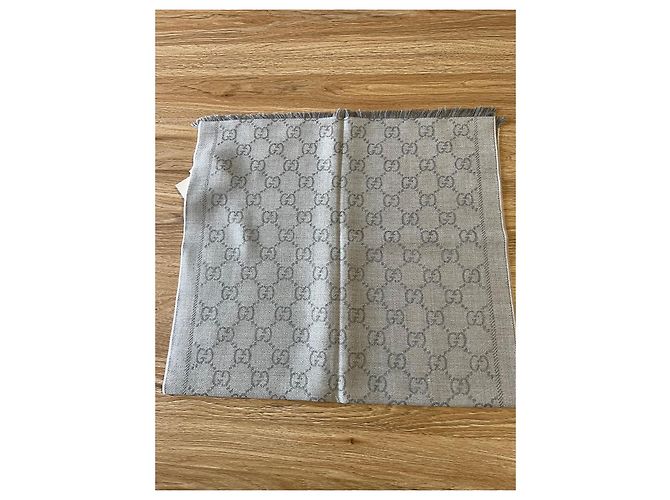 Gucci Wollschal Jacquard mit GG Muster grau - Ansicht 2