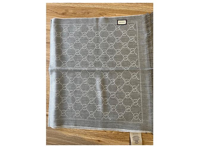 Gucci Wollschal Jacquard mit GG Muster grau - Ansicht 3