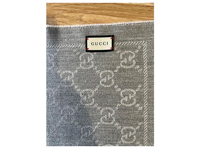 Gucci Wollschal Jacquard mit GG Muster grau - Ansicht 4