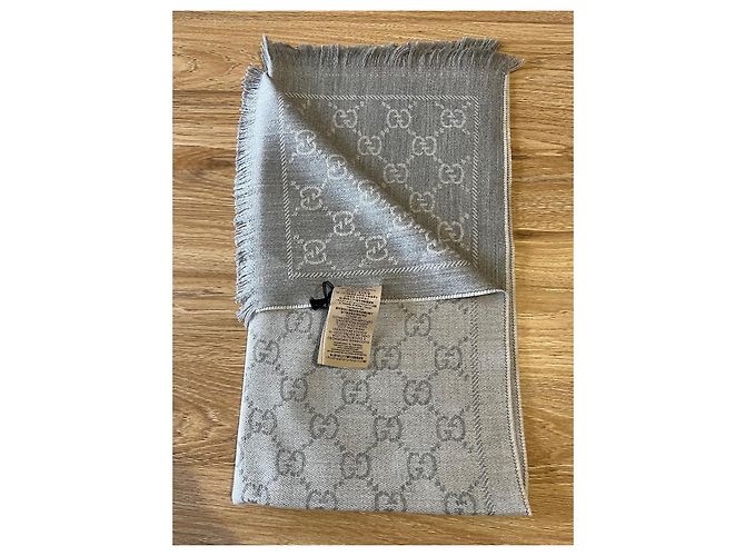 Gucci Wollschal Jacquard mit GG Muster grau - Ansicht 5
