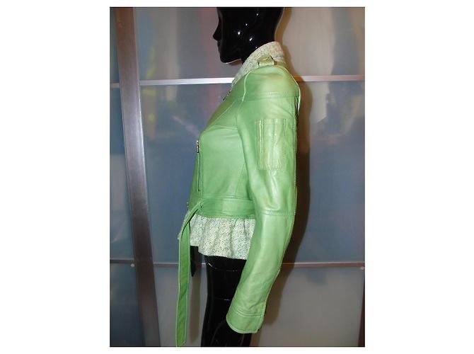 Red Valentino Lederjacke Hellgrün - Ansicht 8