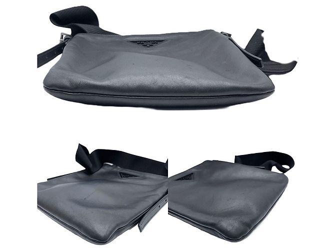 Borsa a spalla in pelle Prada nera Nero - vista 3