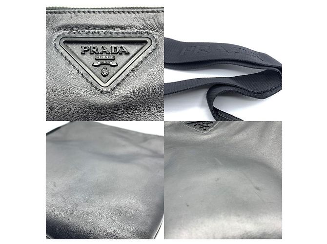 Borsa a spalla in pelle Prada nera Nero - vista 4