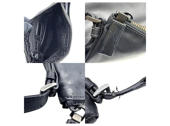 Borsa a spalla in pelle Prada nera Nero - vista 6