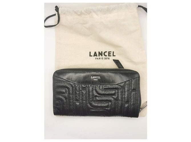Lancel Geldbörse aus schwarzem gestepptem Leder - Ansicht 2