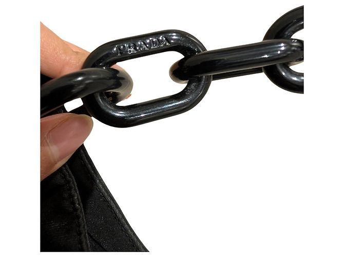 Borsa a Spalla Prada Tessuto Nera in Nylon e Pelle Nero - vista 4