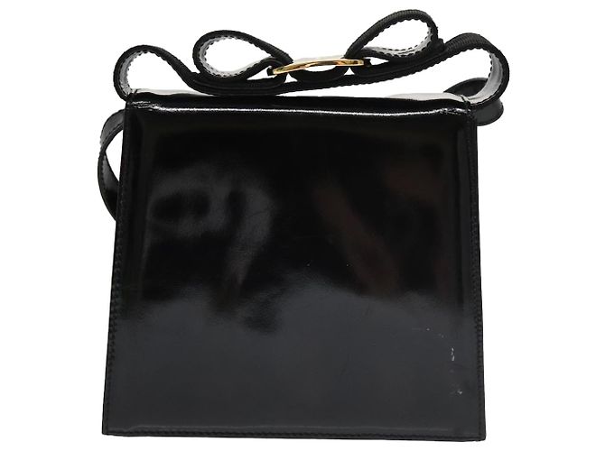 Borsa a Spalla Salvatore Ferragamo in Pelle Verniciata Nera e Oro Auth 92696 Nero D'oro - vista 2
