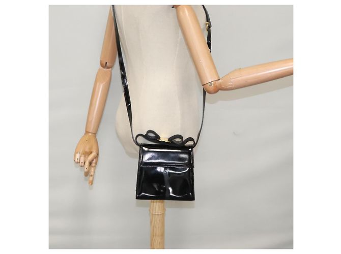 Borsa a Spalla Salvatore Ferragamo in Pelle Verniciata Nera e Oro Auth 92696 Nero D'oro - vista 22