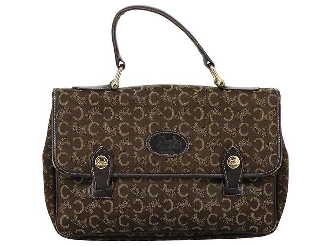 Céline Borsa a mano CELINE C Sulky in tela marrone Auth 97779 - vista 13