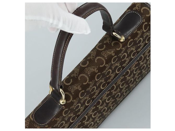 Céline Borsa a mano CELINE C Sulky in tela marrone Auth 97779 - vista 6
