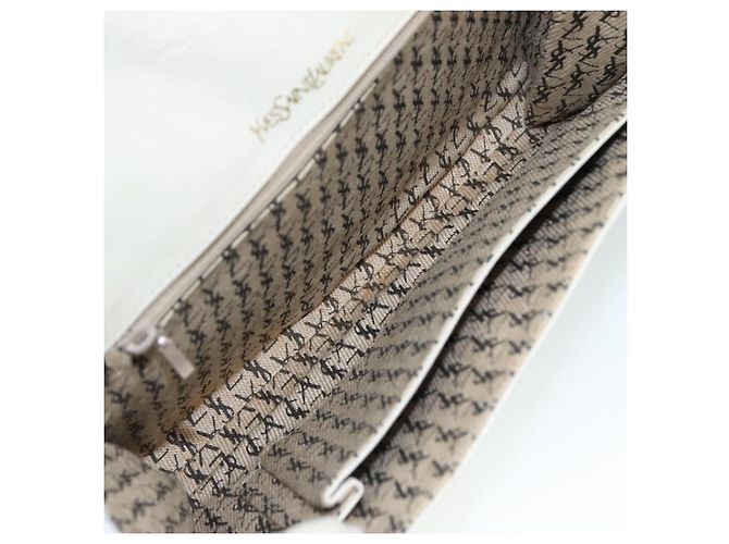 Borsa Clutch in pelle bianca SAINT LAURENT Auth bs21008 Bianco - vista 10