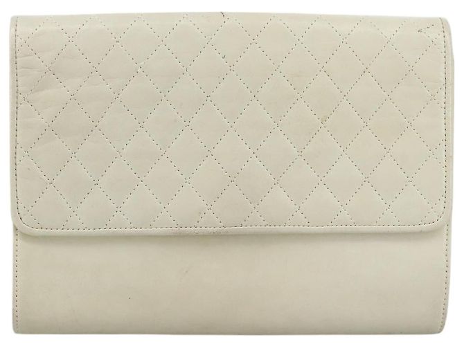 Borsa Clutch in pelle bianca SAINT LAURENT Auth bs21008 Bianco - vista 13