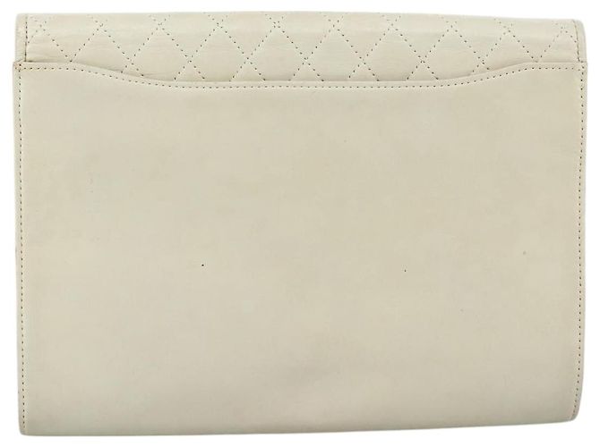 Borsa Clutch in pelle bianca SAINT LAURENT Auth bs21008 Bianco - vista 2