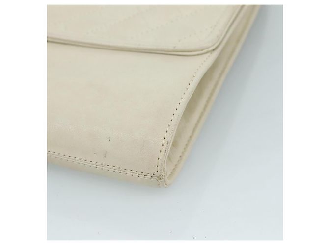 Borsa Clutch in pelle bianca SAINT LAURENT Auth bs21008 Bianco - vista 7