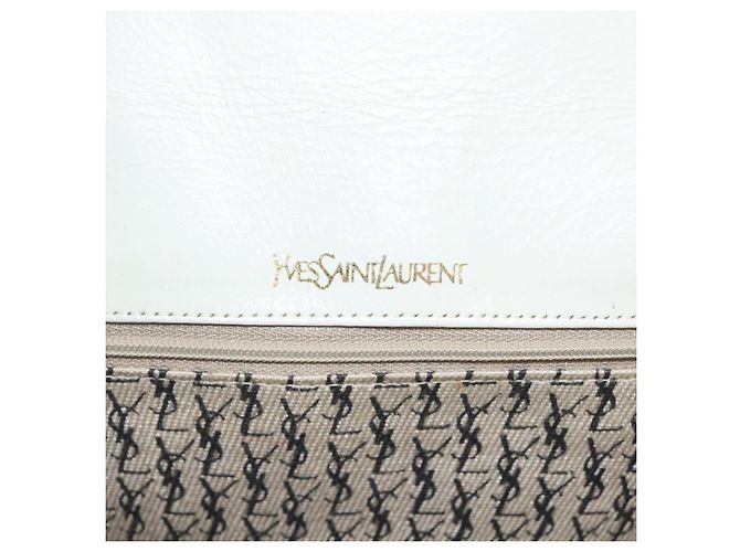 Borsa Clutch in pelle bianca SAINT LAURENT Auth bs21008 Bianco - vista 9