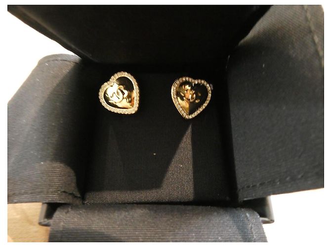 Chanel nuove orecchini a catena a forma di cuore con scatola Gold hardware - vista 12