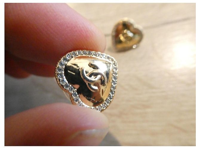 Chanel nuove orecchini a catena a forma di cuore con scatola Gold hardware - vista 3