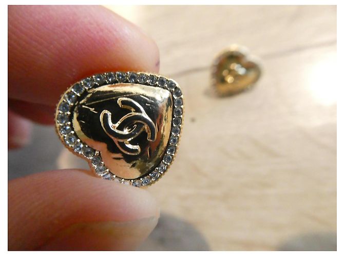 Chanel nuove orecchini a catena a forma di cuore con scatola Gold hardware - vista 4