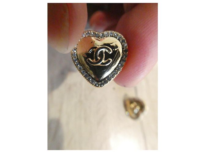 Chanel nuove orecchini a catena a forma di cuore con scatola Gold hardware - vista 5