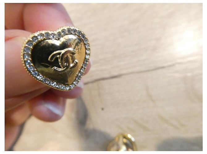 Chanel nuove orecchini a catena a forma di cuore con scatola Gold hardware - vista 8