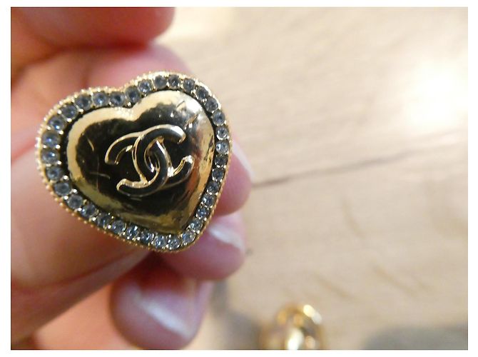 Chanel nuove orecchini a catena a forma di cuore con scatola Gold hardware - vista 9