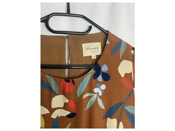 Vestido SéZane con Estampado Floral Marrón Claro de Viscosa - vista 2