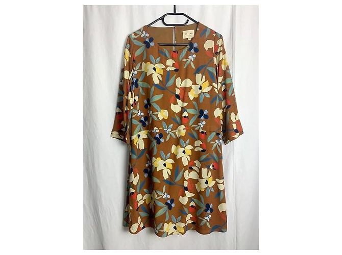 Vestido SéZane con Estampado Floral Marrón Claro de Viscosa - vista 3
