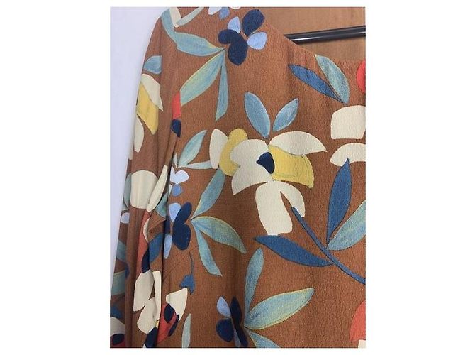 Vestido SéZane con Estampado Floral Marrón Claro de Viscosa - vista 7