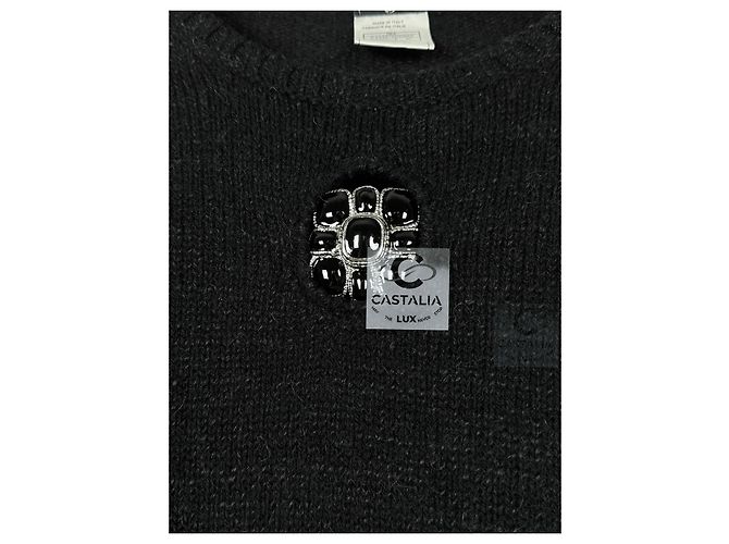 Chanel Cashmere-Pullover mit Gripoix-Detail für 5K$ Schwarz - Ansicht 12