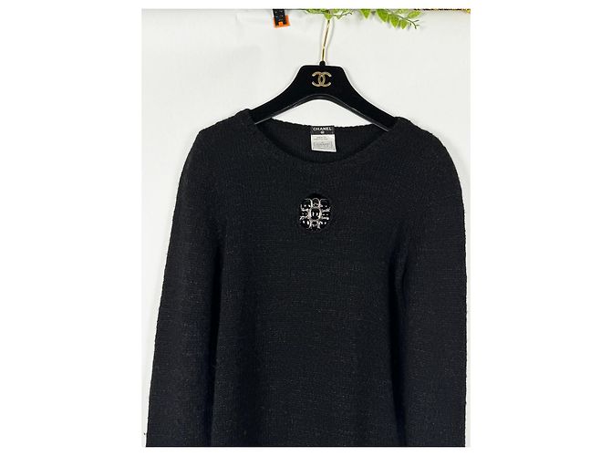 Chanel Cashmere-Pullover mit Gripoix-Detail für 5K$ Schwarz - Ansicht 4