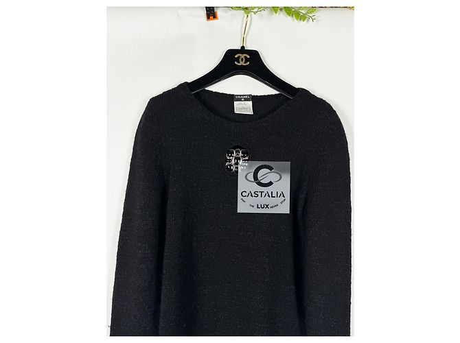 Chanel Cashmere-Pullover mit Gripoix-Detail für 5K$ Schwarz - Ansicht 5