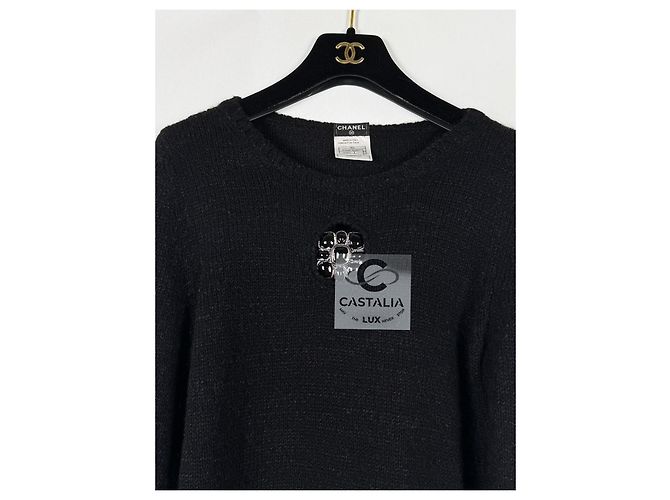 Chanel Cashmere-Pullover mit Gripoix-Detail für 5K$ Schwarz - Ansicht 6
