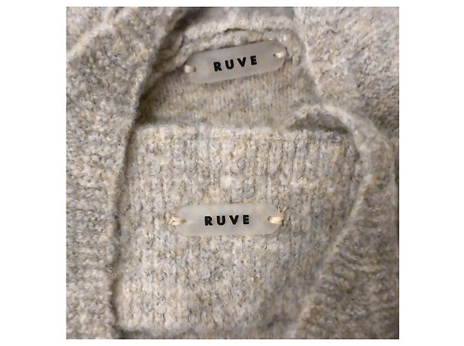 Autre Marque Gestricktes, kurzes Twin-Set-Bra-Top mit kurzem Cardigan in Haferbeige Roh - Ansicht 9