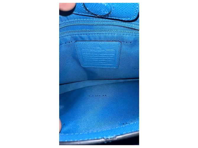 Borsa a mano Coach Stanton Carryall in pelle blu - vista 13