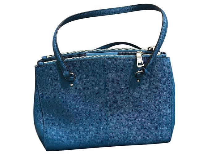 Borsa a mano Coach Stanton Carryall in pelle blu - vista 2