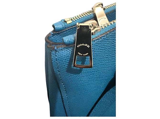 Borsa a mano Coach Stanton Carryall in pelle blu - vista 4