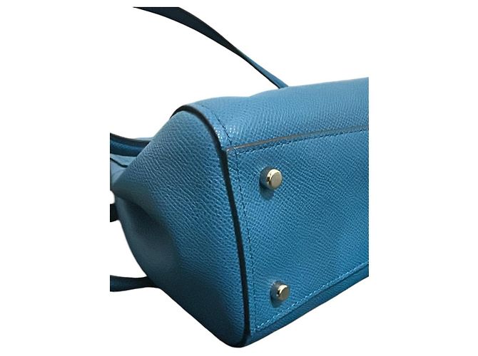 Borsa a mano Coach Stanton Carryall in pelle blu - vista 5