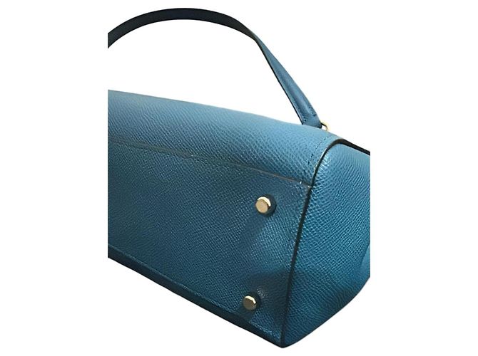 Borsa a mano Coach Stanton Carryall in pelle blu - vista 6