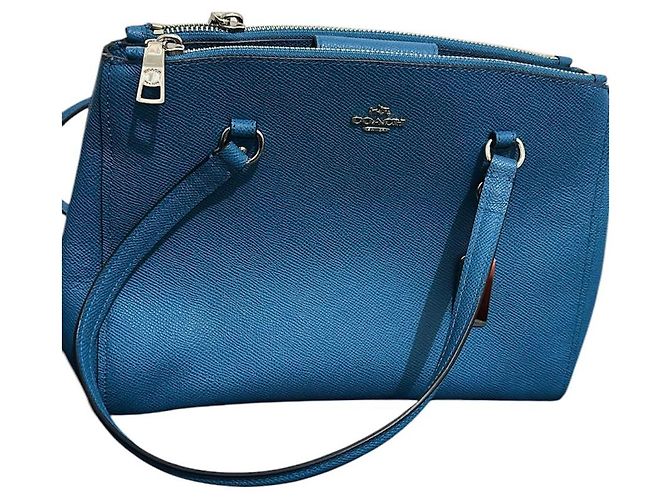 Borsa a mano Coach Stanton Carryall in pelle blu - vista 7