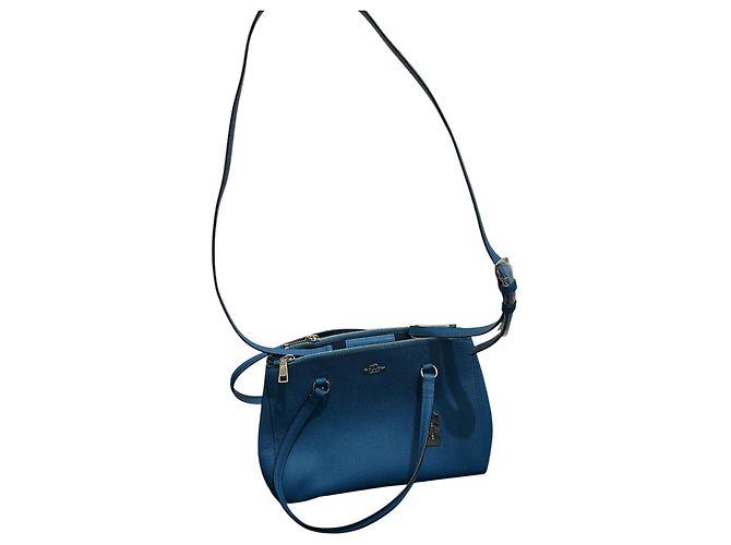 Borsa a mano Coach Stanton Carryall in pelle blu - vista 9