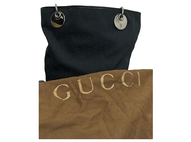Ophidia Borsa tote Gucci Eclipse nera e blu scuro in tela e pelle Nero - vista 2