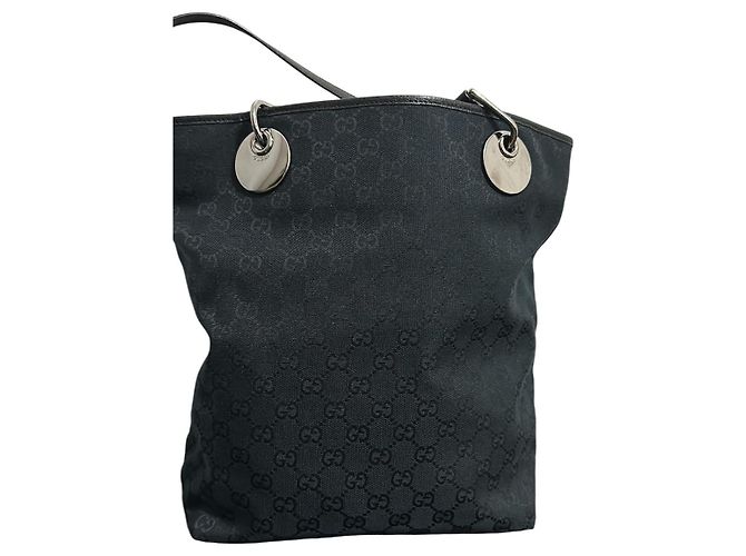 Ophidia Borsa tote Gucci Eclipse nera e blu scuro in tela e pelle Nero - vista 5