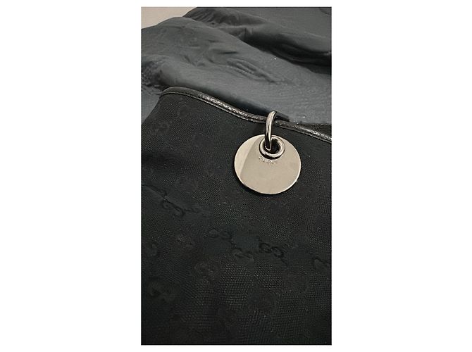 Ophidia Borsa tote Gucci Eclipse nera e blu scuro in tela e pelle Nero - vista 7