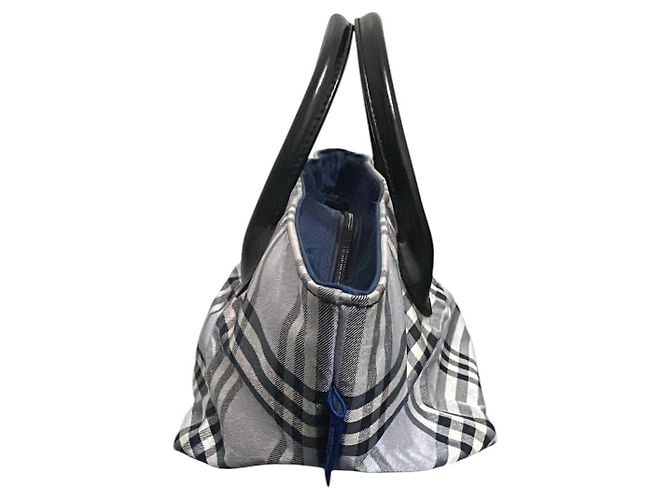 Brook Borsa Burberry Nova Check Blue Label Grigia Grigio - vista 5