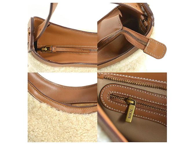 Borsa a spalla Tod's in pelle Boa beige x marrone - vista 4